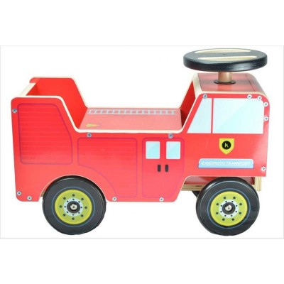 Porteur bois bébé camion pompier rouge  Kiddimoto    102024